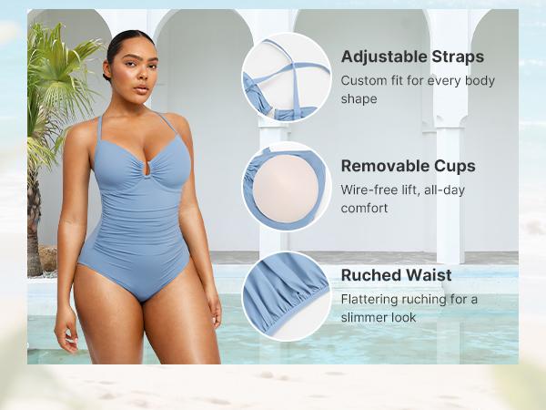 🔥 Instant Snatched | Women's Smart Sculpt Tummy Tucking U-Ring Cut-Out Swimsuit 🏖️