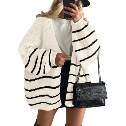🍂 Cozy Fall Elegance | Women's Oversized Cardigan Sweater, Lightweight Long Lantern Sleeve Open-Front Knitwear Top ✨