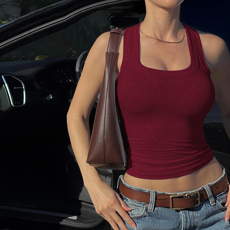 💃 The Ultimate Capsule Essential | Women's Casual Minimalist Slim Fit Plain Sleeveless Short Tank Top, Ribbed Knit Versatile Layering Vest ✨