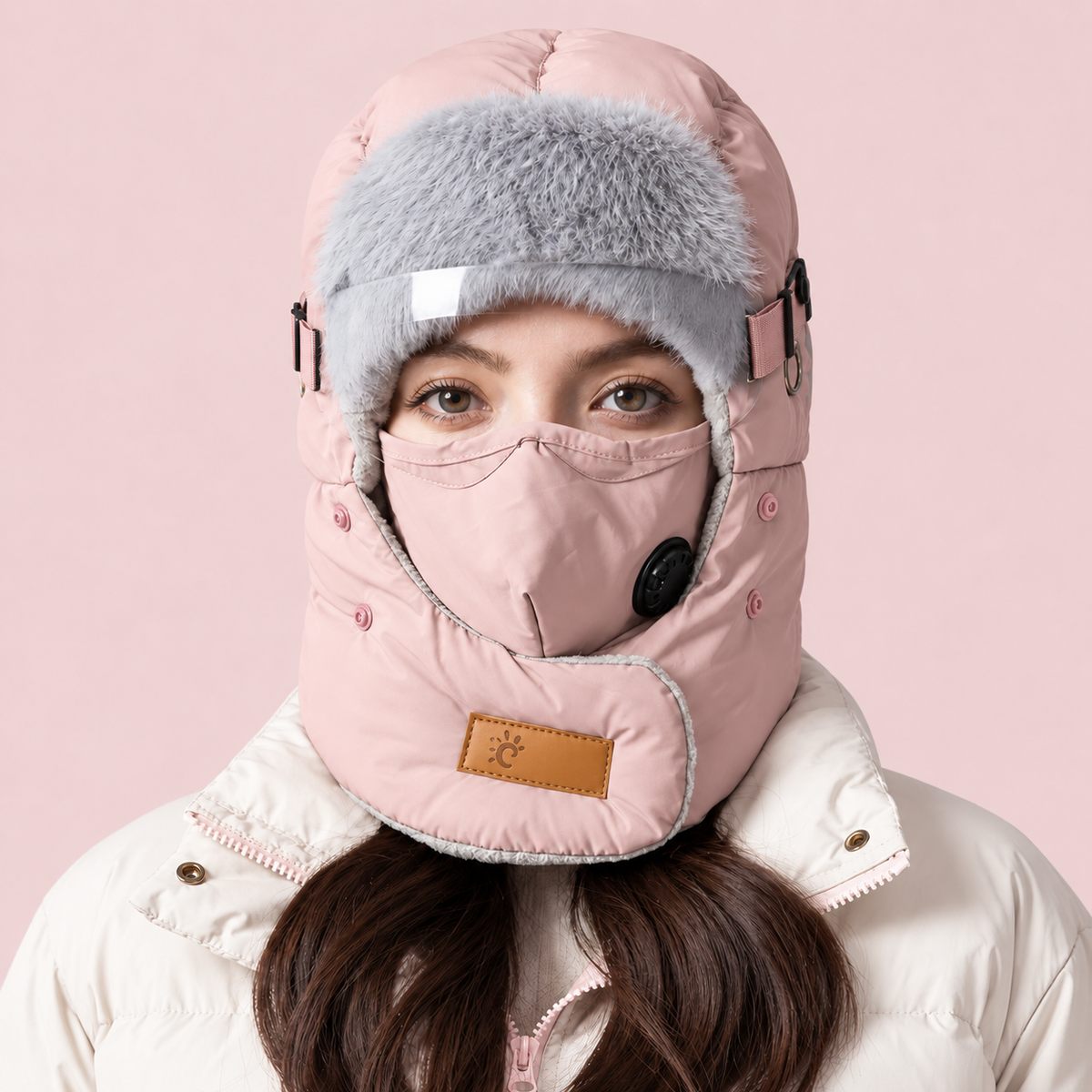 Unisex Fleece-Lined Winter Trapper Hat with Face Cover