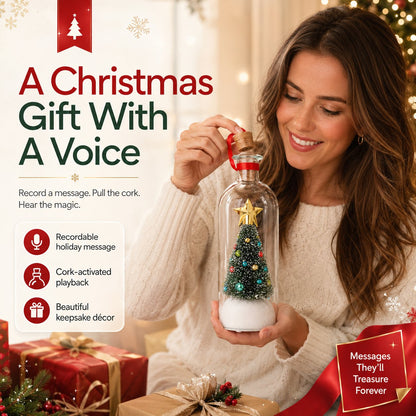 🎄 Capture Your Voice | Mr. Christmas 8" Recordable Christmas Tree Message in a Bottle with LED Light 🔔