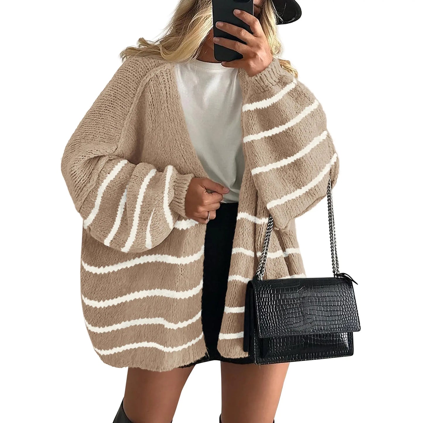 🍂 Cozy Fall Elegance | Women's Oversized Cardigan Sweater, Lightweight Long Lantern Sleeve Open-Front Knitwear Top ✨