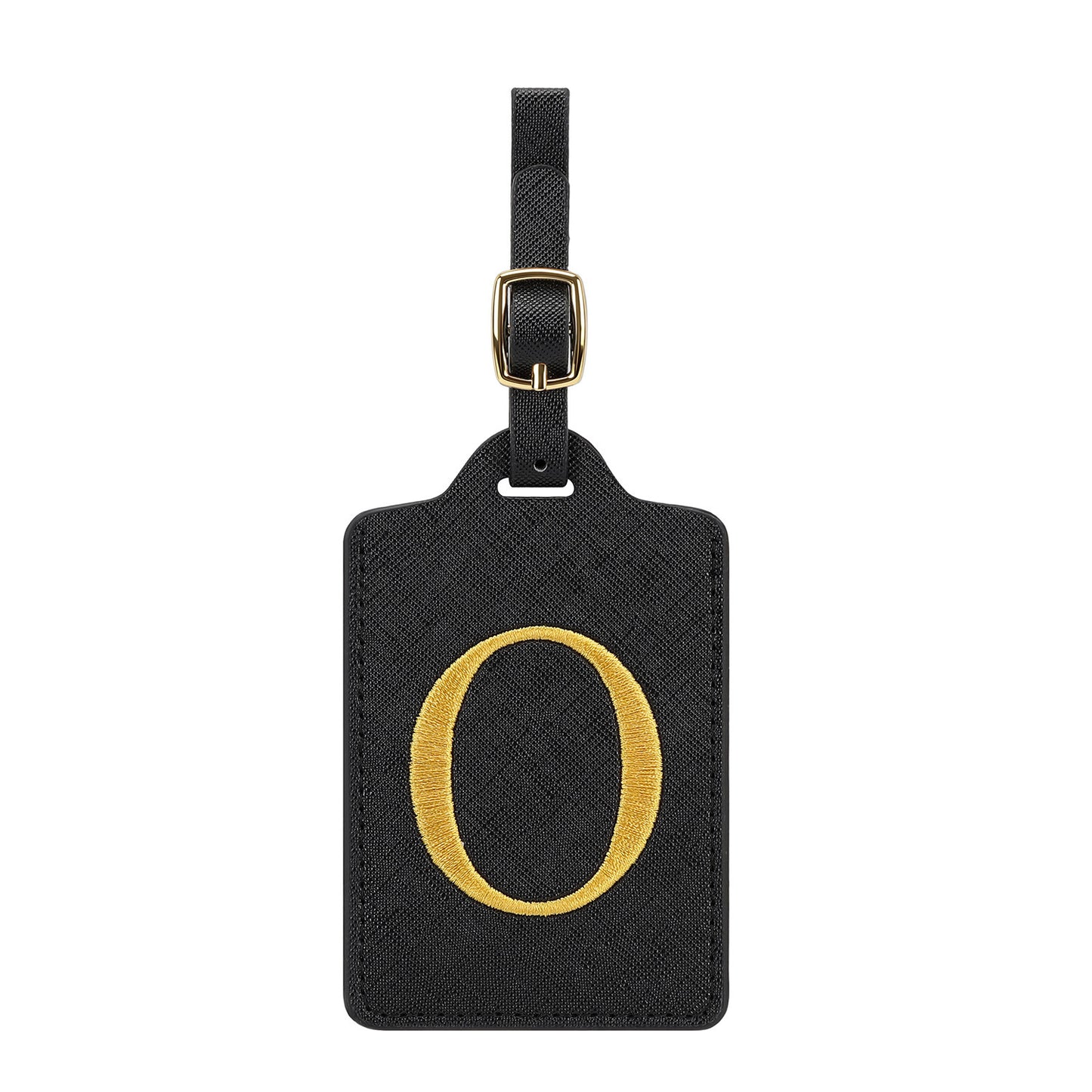 ✈️ Personalize Your Journey | Cute Embroidered Initial Letter A Black PU Leather Luggage Tag & Suitcase Identifier 🏷️
