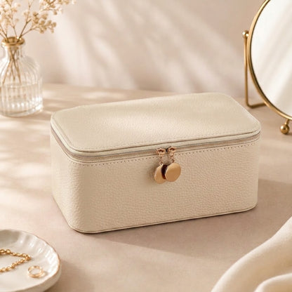 12-Compartment Zippered Jewelry Organizer Box