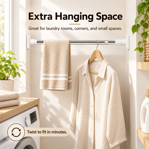 No-Drill Adjustable Clothes Drying Rod