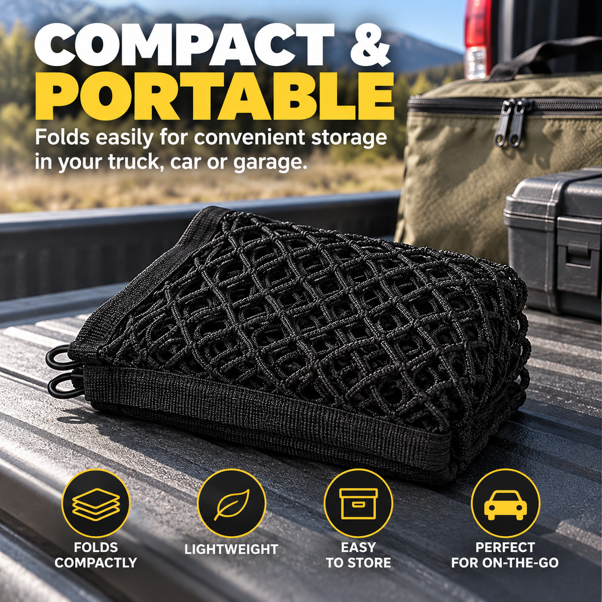 Stretchable Truck Bed Cargo Net – Elastic Load Organizer