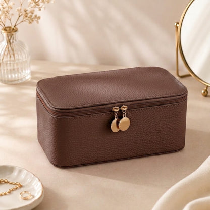 12-Compartment Zippered Jewelry Organizer Box