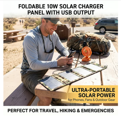 ☀️ Foldable 10W Solar Charger Panel with USB Output