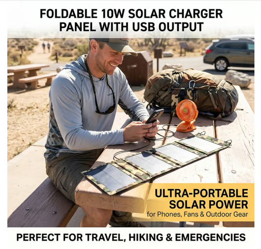 ☀️ Foldable 10W Solar Charger Panel with USB Output