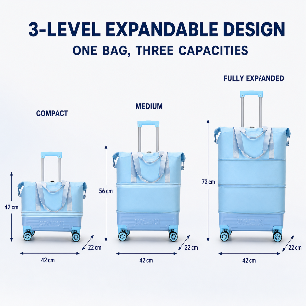 100L Expandable Rolling Travel Bag