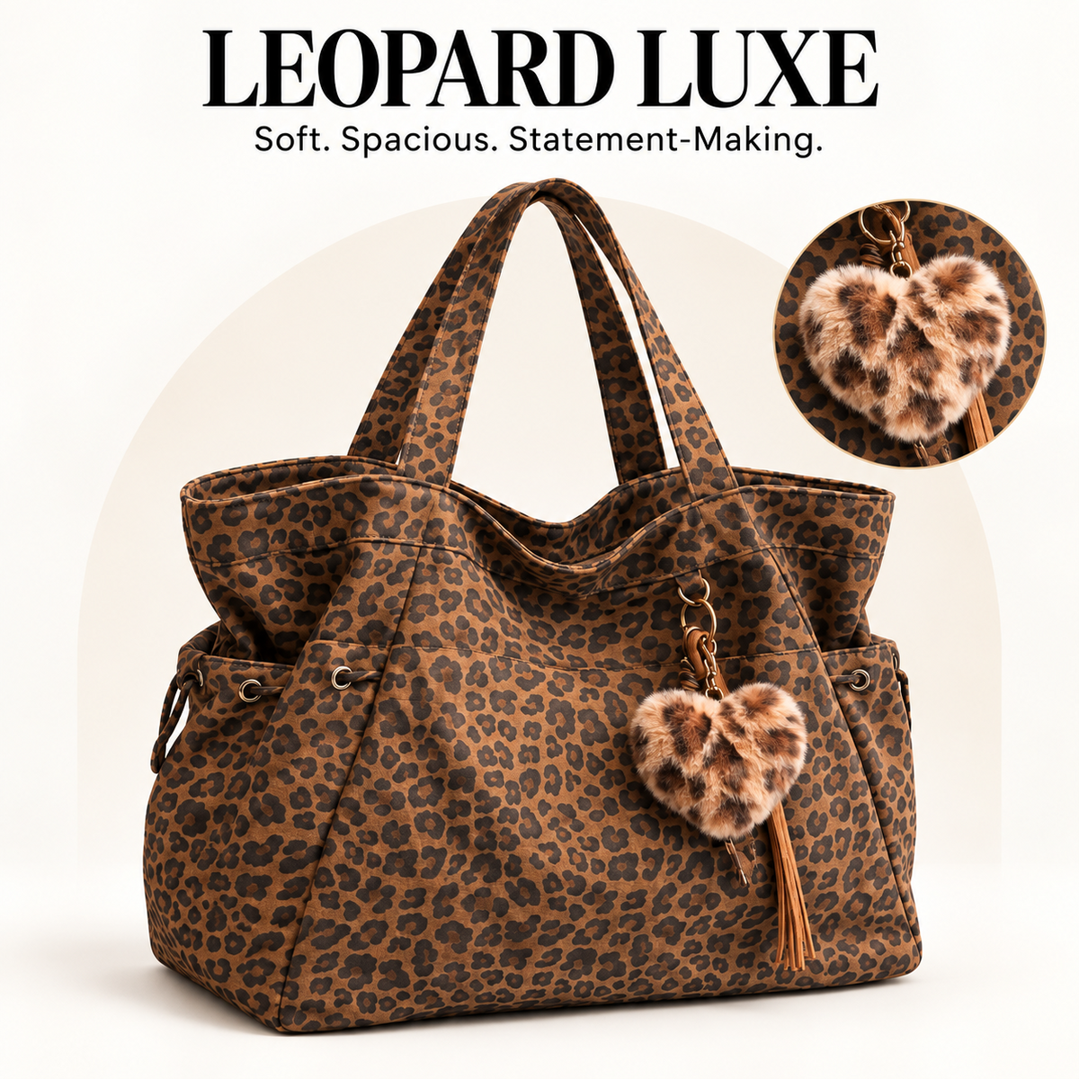 Leopard Print Shoulder Bag – Spacious Everyday Crossbody Tote