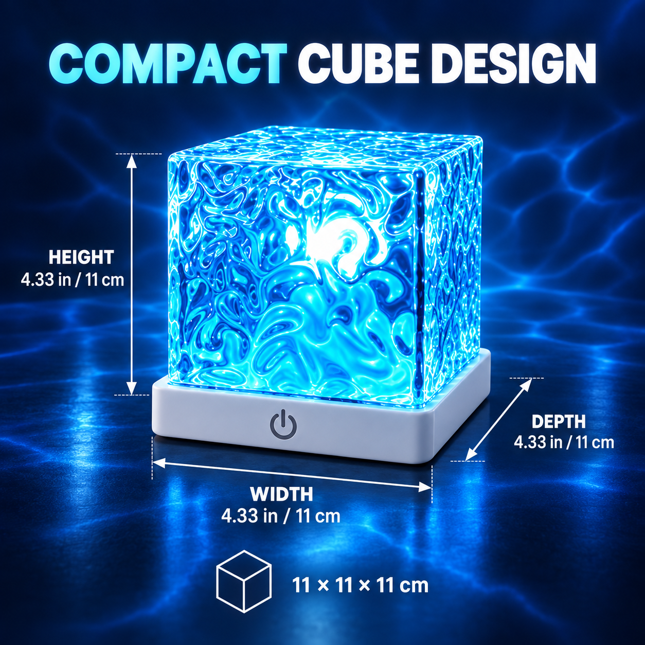 Ocean wave cube projector dimensions