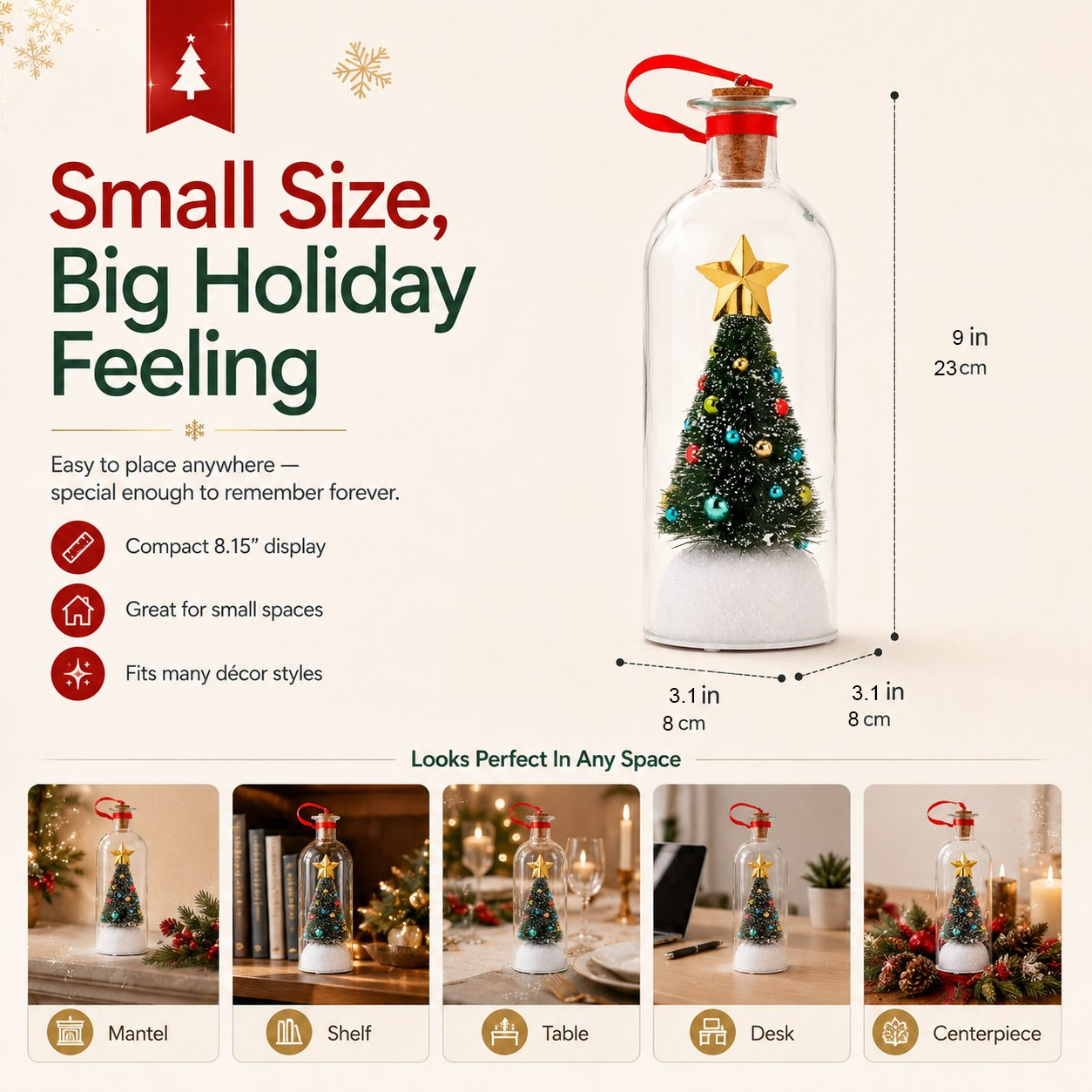 🎄 Capture Your Voice | Mr. Christmas 8" Recordable Christmas Tree Message in a Bottle with LED Light 🔔