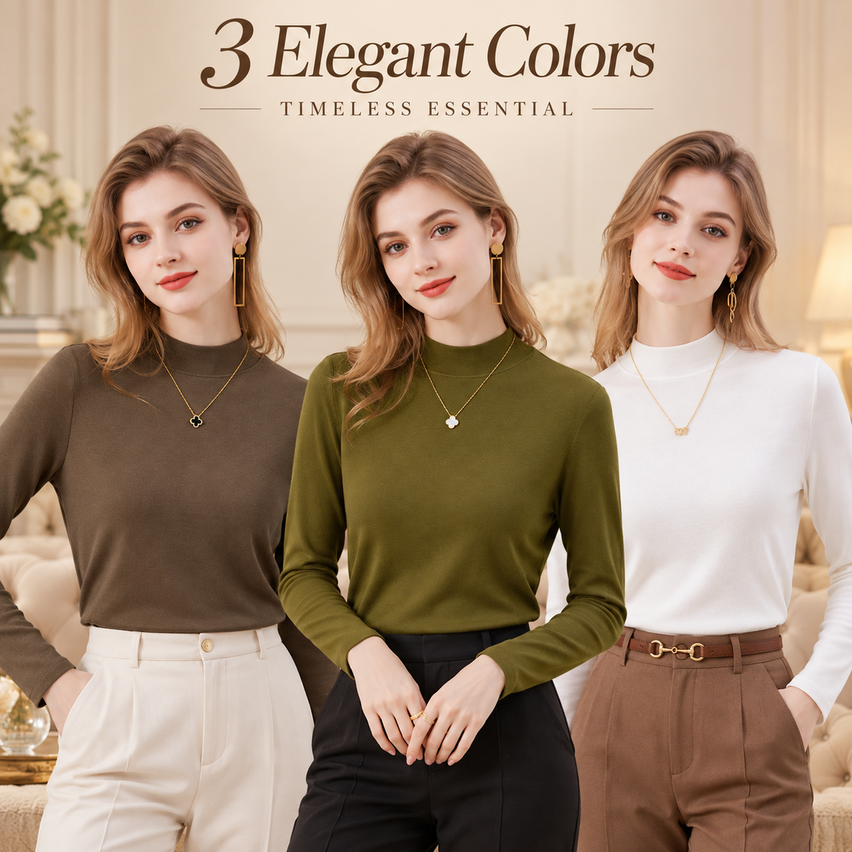 Women's Slim-Fit Mock Neck Knit Top