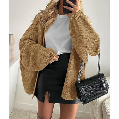 🍂 Cozy Fall Elegance | Women's Oversized Cardigan Sweater, Lightweight Long Lantern Sleeve Open-Front Knitwear Top ✨