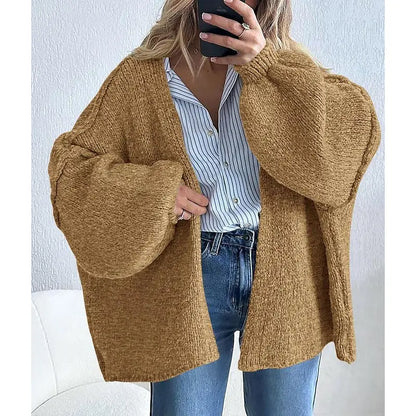 🍂 Cozy Fall Elegance | Women's Oversized Cardigan Sweater, Lightweight Long Lantern Sleeve Open-Front Knitwear Top ✨
