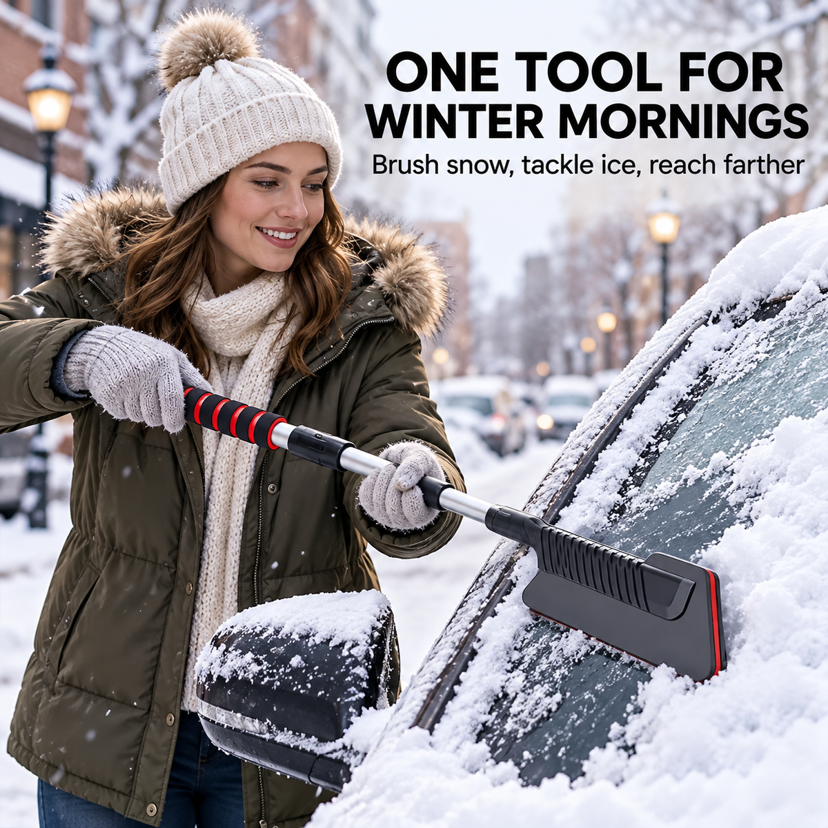 3-in-1 Extendable Car Snow Brush & Ice Scraper