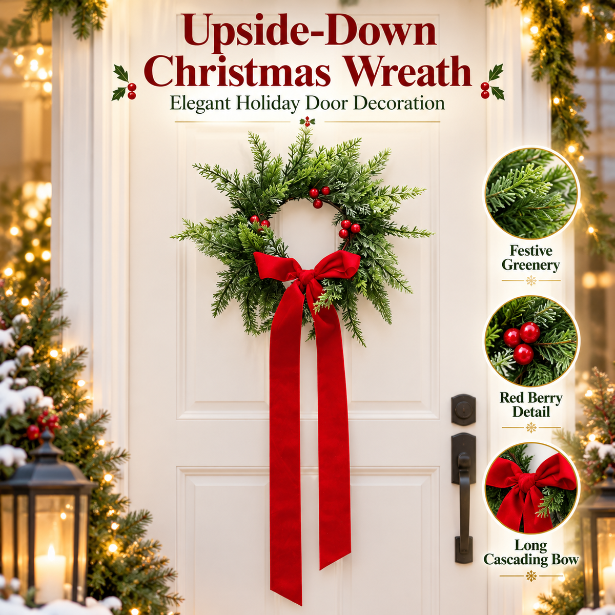 Upside-Down Christmas Wreath – Elegant Holiday Door Decoration