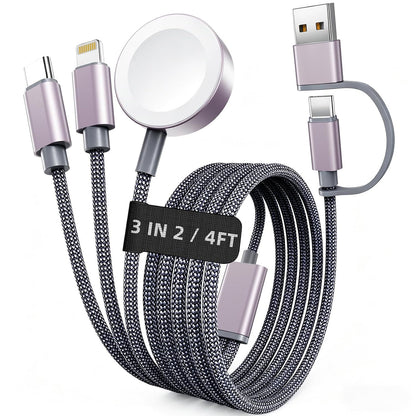 ⚡ Simplify Your Travel Gear | 3-in-2 Multi-Charging Cable with Apple Watch Magnetic Charger, Cruise & Camping Essential for iPhone & iWatch ✨