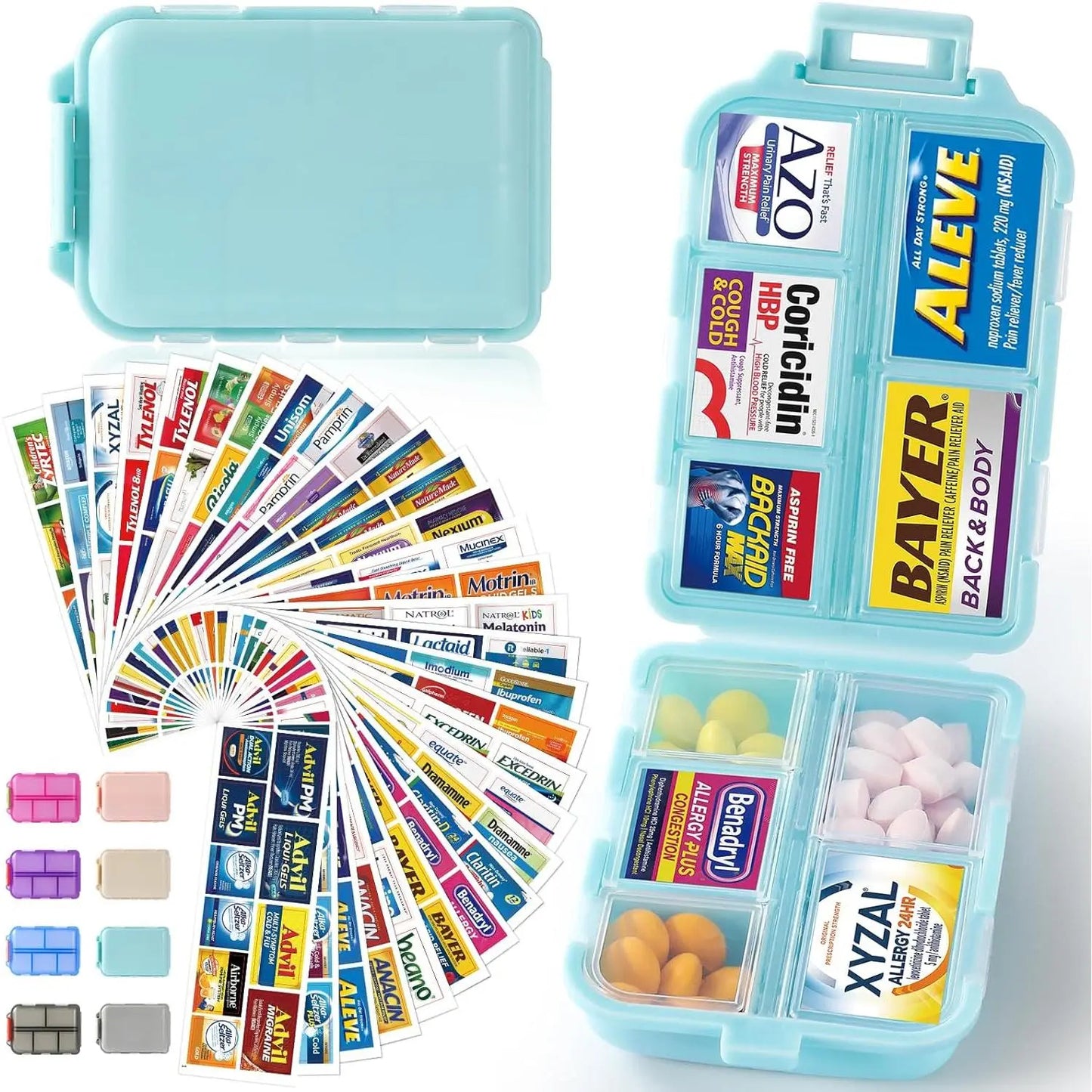 💊 Travel Pill Organizer with 200 Labels | 10 Compartments ✈️
