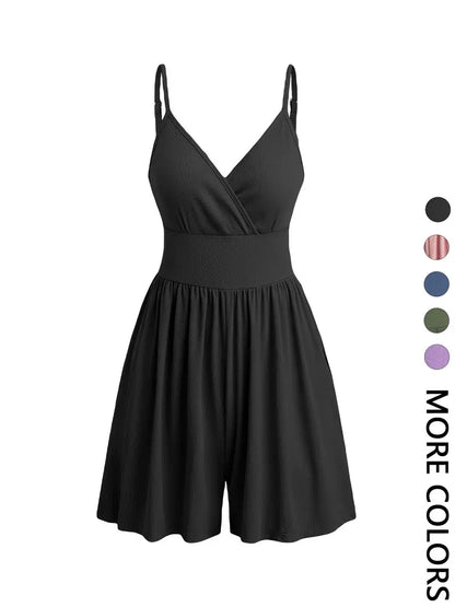 ☀️ Summer Chic | Women's Knitted Backless Wrap Fitted Cami Romper 👗