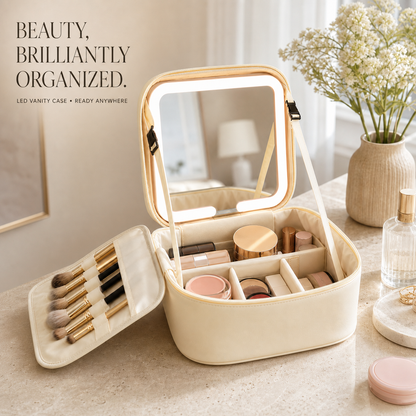 ✨ Glam On The Go! The Ultimate Multifunctional Makeup Bag with LED Mirror 💄