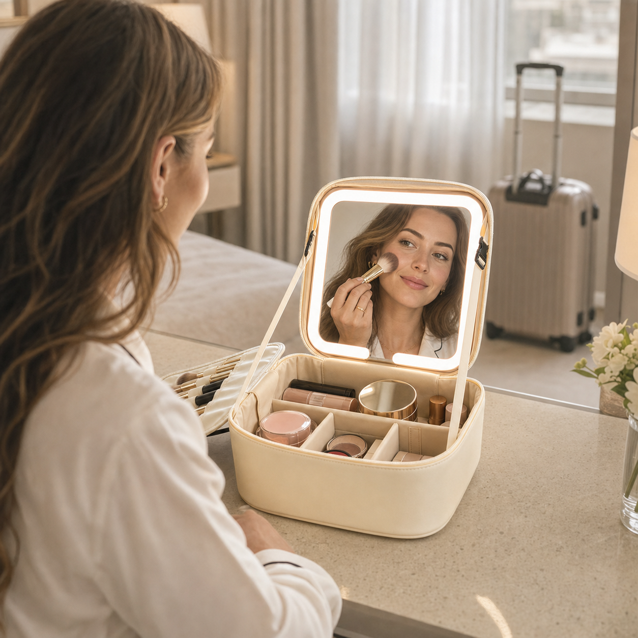 ✨ Glam On The Go! The Ultimate Multifunctional Makeup Bag with LED Mirror 💄