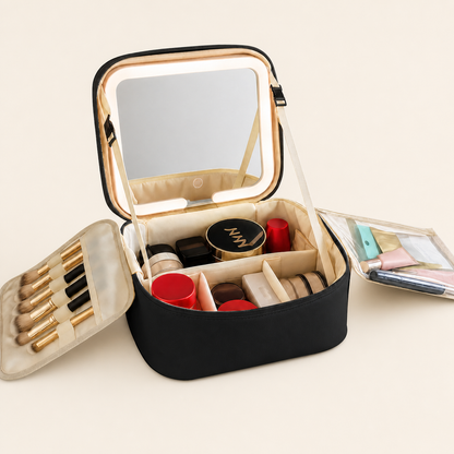 ✨ Glam On The Go! The Ultimate Multifunctional Makeup Bag with LED Mirror 💄