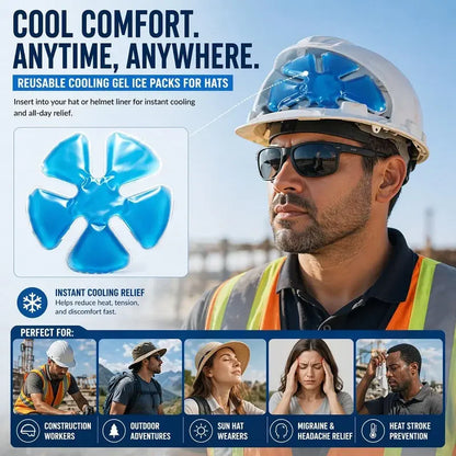 👷‍♂️ Beat the Heat | Reusable Cooling Gel Ice Packs for Hard Hats & Sun Hats, Outdoor Construction Summer Heat Prevention Inserts ❄️