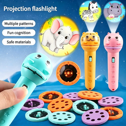 🌟 Magic Bedtime Storyteller | Kids Projection Flashlight Toy, 3 Slides with 24 Patterns, Safe ABS Early Learning & Visual Cognitive STEM Gift ✨