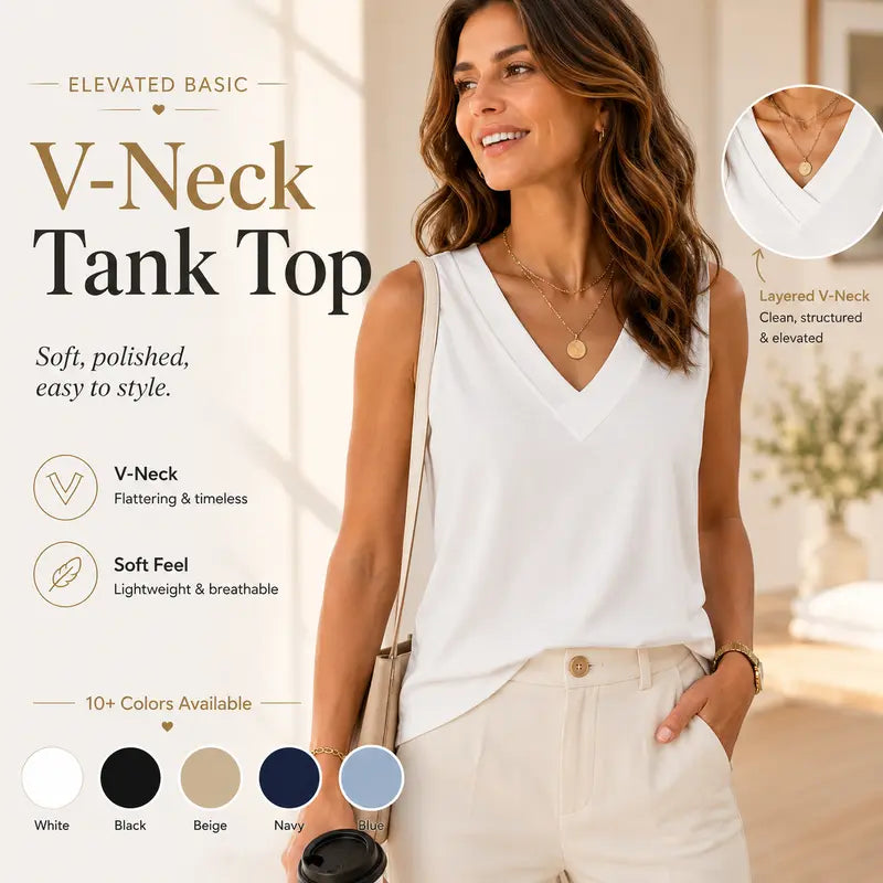 🔥 The Holy Grail of Tanks: The Trendy 2026 V-Neck Tee That Snatches Your Waist & Hides Your Bra Flawlessly! 👑✨