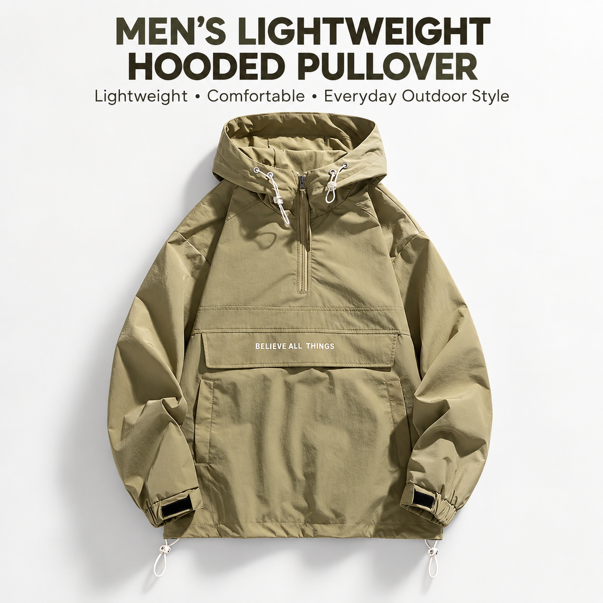 Men’s Lightweight Half-Zip Hooded Windbreaker