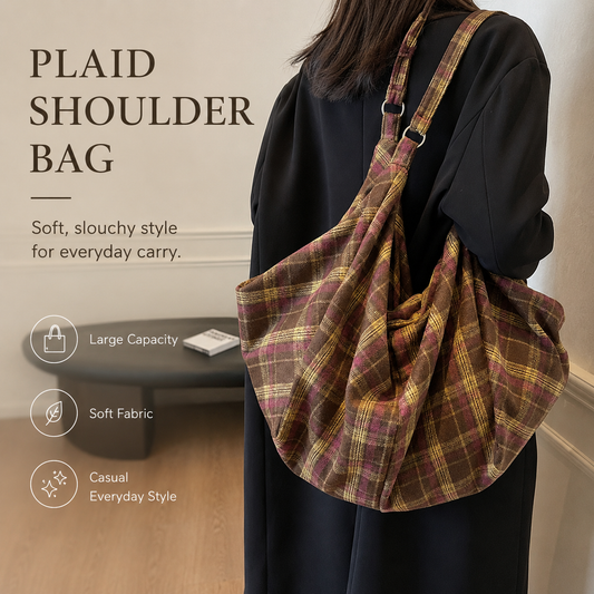Chic Plaid Shoulder Bag for Everyday & Travel