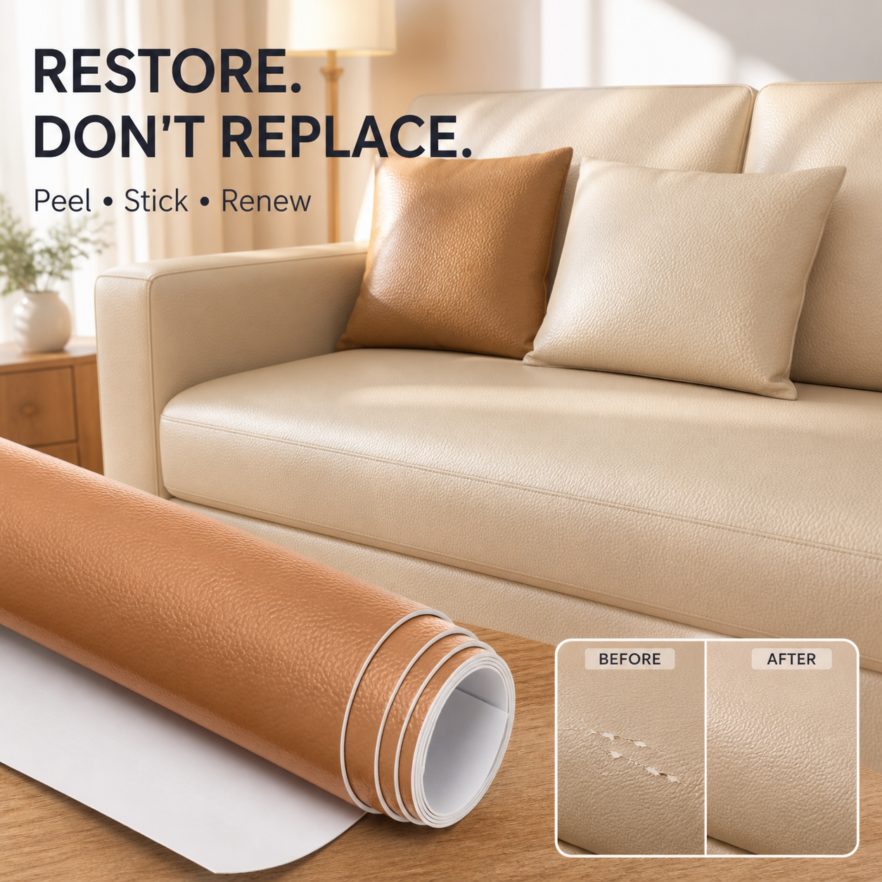 Self-Adhesive Leather Repair Patch – Peel & Stick Furniture & Car Seat Repair