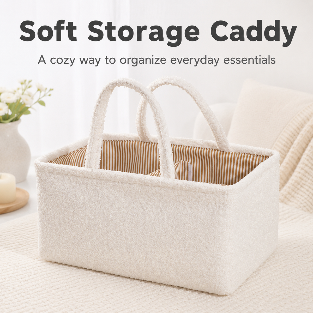 Short Plush Hand-Held Storage Basket