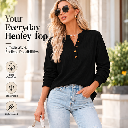 Women's Everyday Ribbed Henley Top