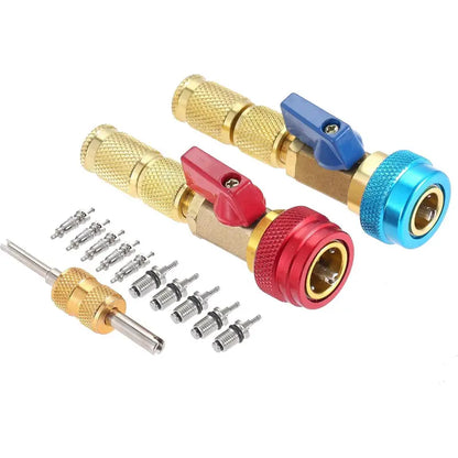🚗 Zero-Leakage Mastery | R134a High & Low Pressure A/C Valve Core Remover Installer Tool Kit with Ball Valve 🛠️