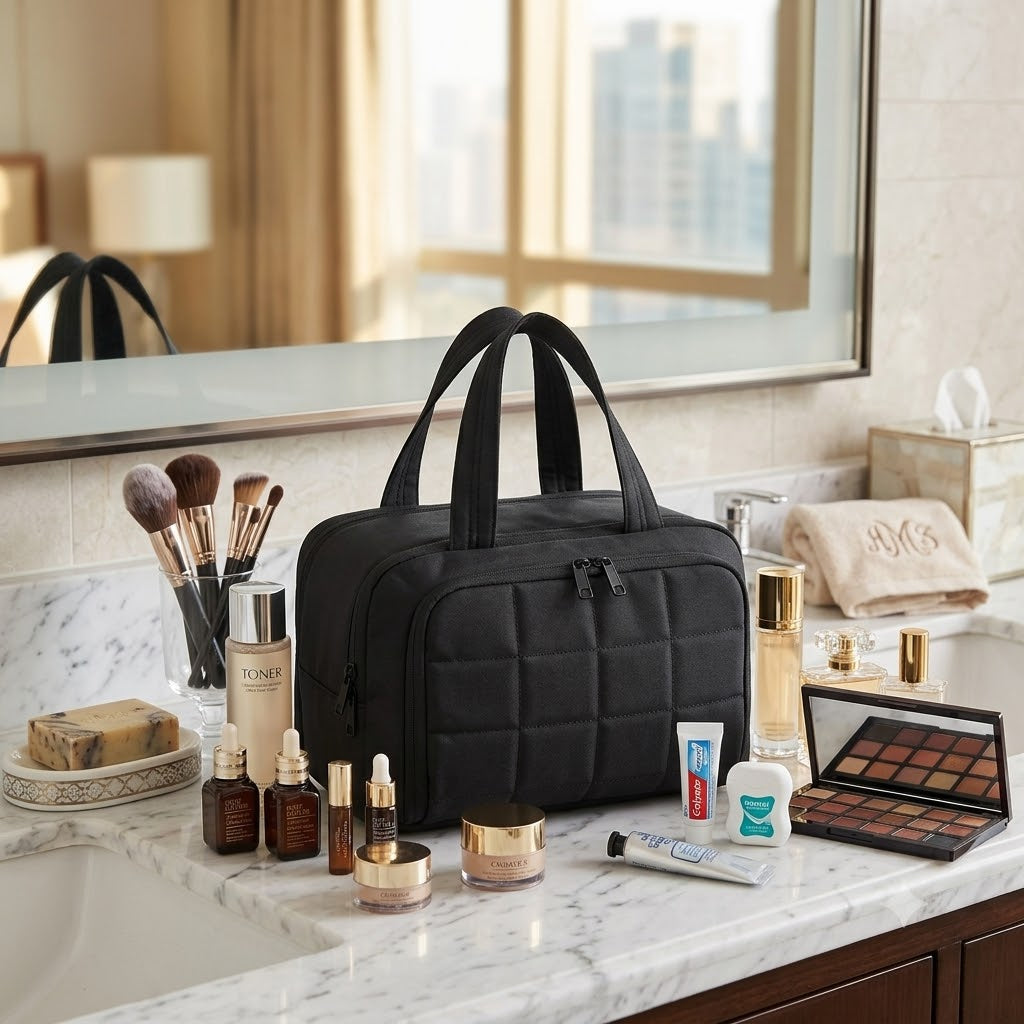 Large Capacity Wide-Open Travel Cosmetic Bag