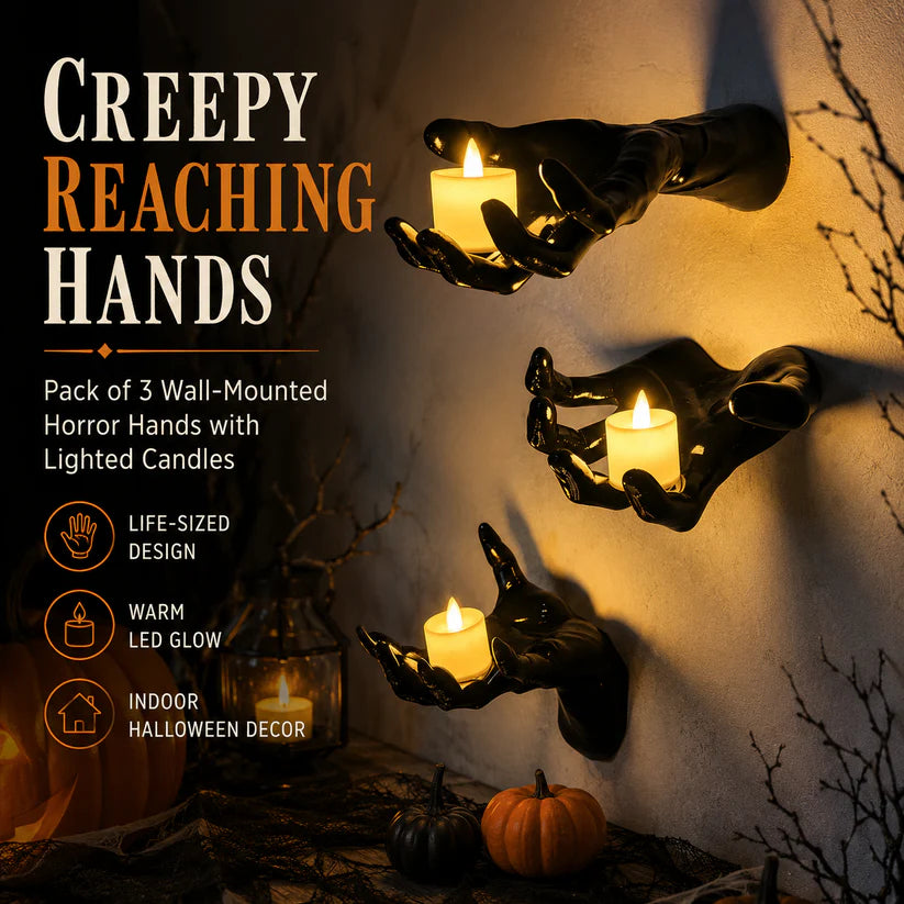 🎃 Scream-Worthy Halloween | 3-pack 3D Creepy Monster Hands Wall Decor Sculptures 👻