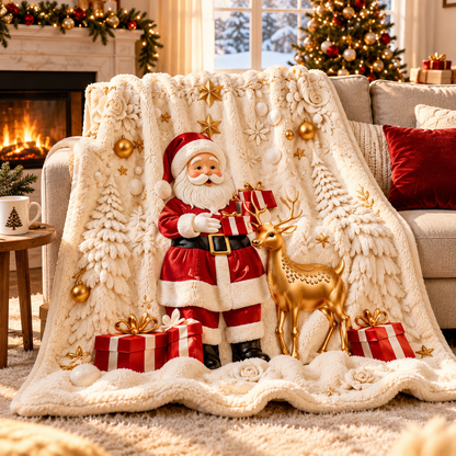 Cozy Christmas Sherpa Throw Blanket