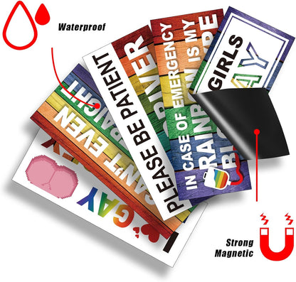 🌈 Show Your Pride | 10-Pack Funny Gay Pride Rainbow Car Magnets &amp; Bumper Stickers ✨