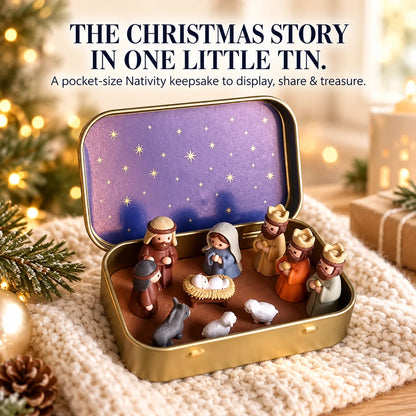 Mini Christmas Nativity Scene Set with Storage Box