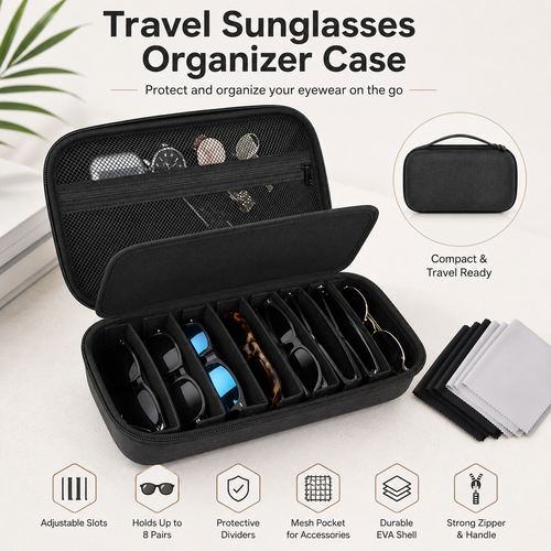 Travel Sunglasses Organizer Case