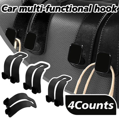 🛍️ No More Spills! Upgrade Your Car with the Softest, Luxury Double-Hooks (4-Piece Set)! 🚘✨