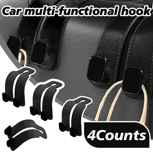 🛍️ No More Spills! Upgrade Your Car with the Softest, Luxury Double-Hooks (4-Piece Set)! 🚘✨