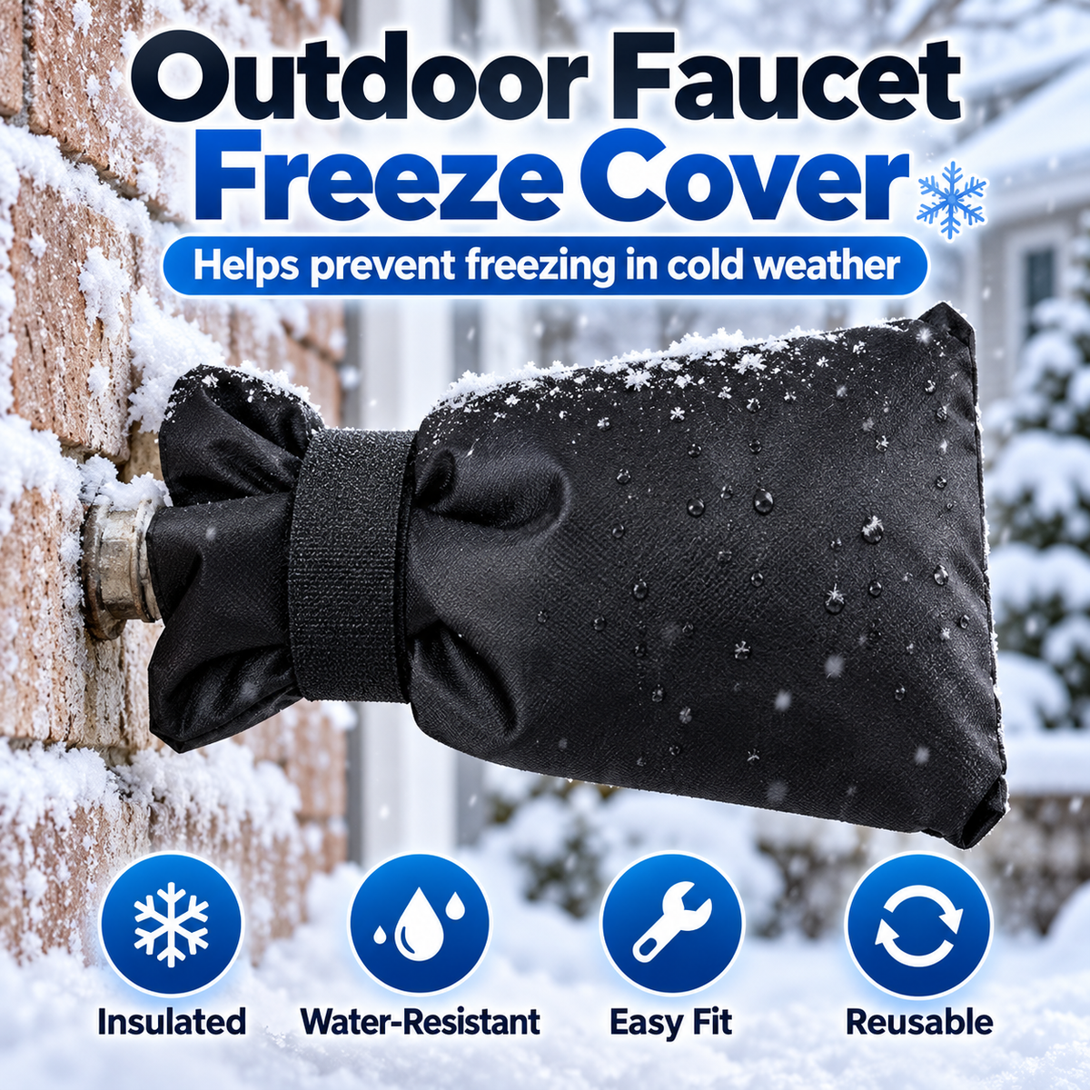 4-Pack Insulated Outdoor Faucet Covers for Winter