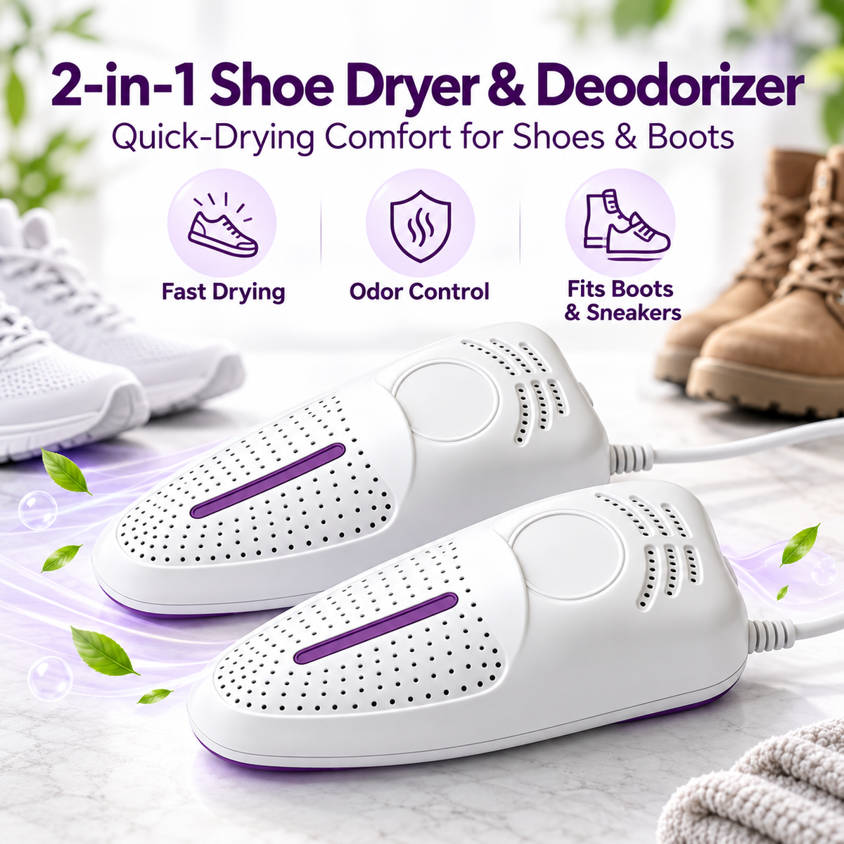 2-in-1 Shoe Dryer & Deodorizer – Quick Drying