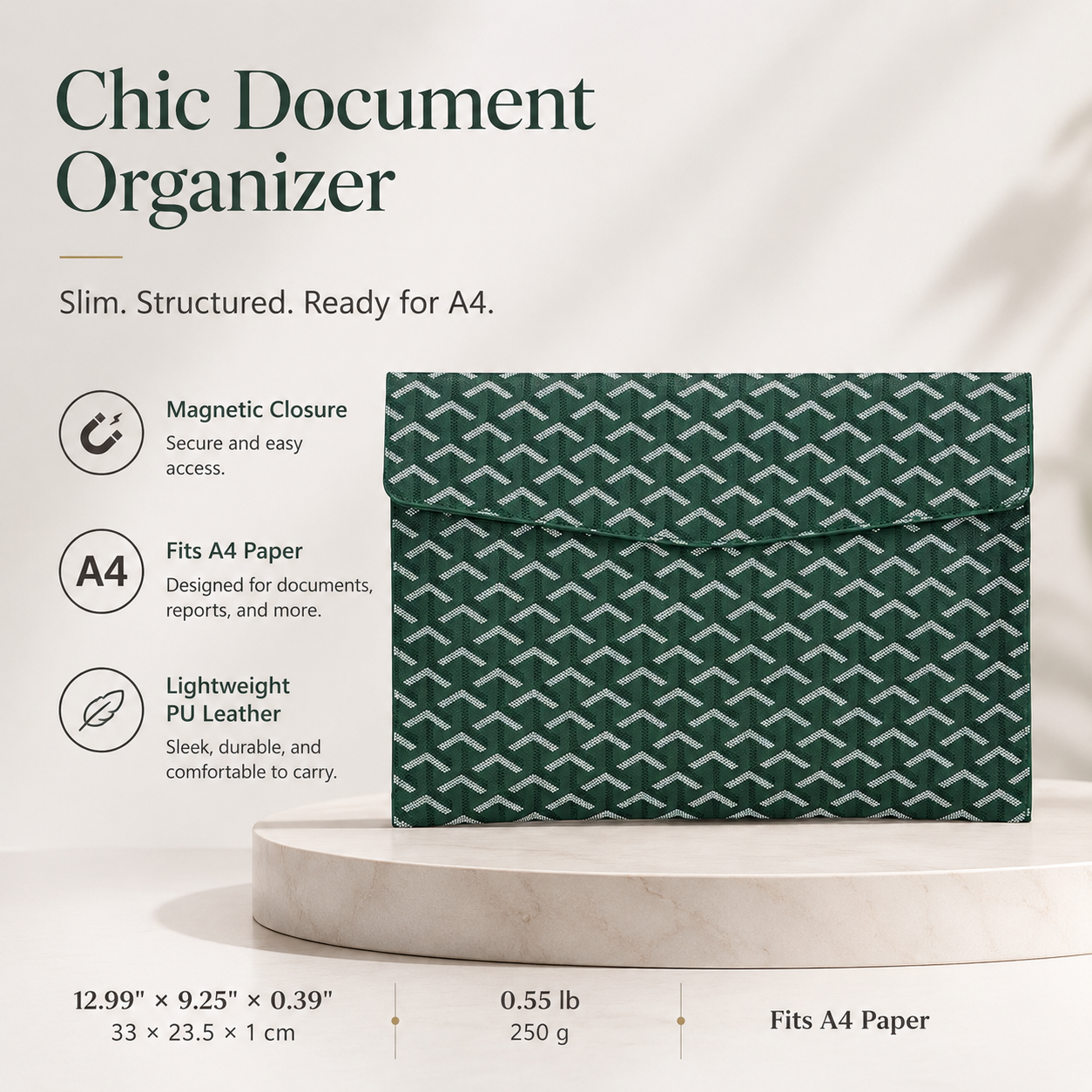 Chic PU Leather Laptop & Document Organizer