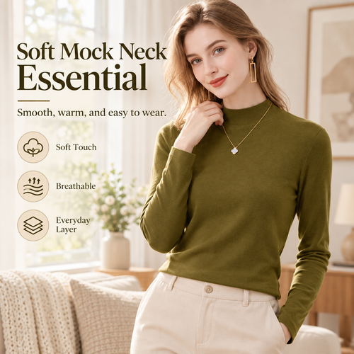 Women's Slim-Fit Mock Neck Knit Top