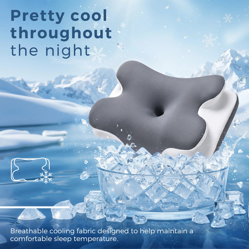 💤 Say Goodbye to Neck Pain | Cooling Memory Foam Neck Pillow, Adjustable Ergonomic Cervical Support Pillow for Sleep & Travel ✨